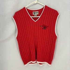 NWT Vintage Joe College Sports Arkansas Razorbacks Sweater Vest Red Hogs Large